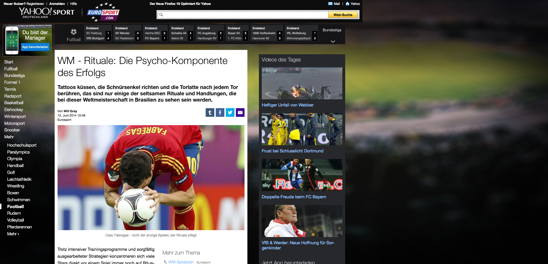 Rituale: Die Psycho-Komponente des Erfolgs' auf Yahoo Eurosport lesen